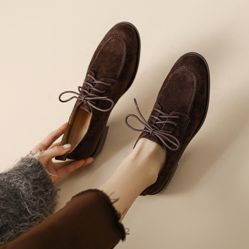 Oxford Lace Up Women - 2025 الربيع والخريف جديد المرأة الرجعية