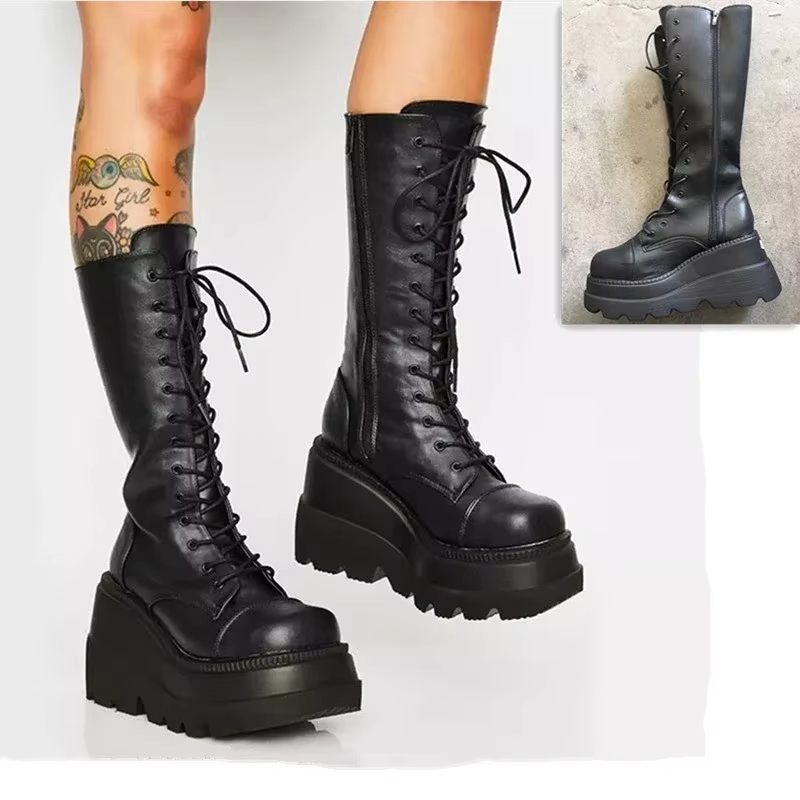 Knee High Boots Women - أحذية نسائية ذات نعل سميك، أحذية