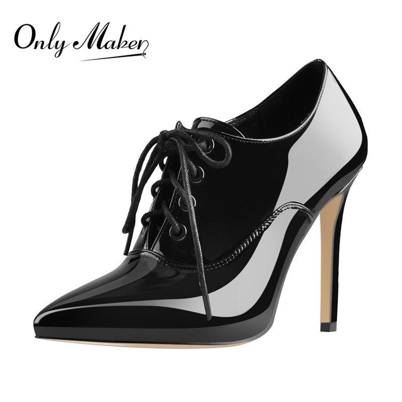 Onlymaker النساء الدانتيل يصل  - مراجعة Court Heel Pointed وسعره