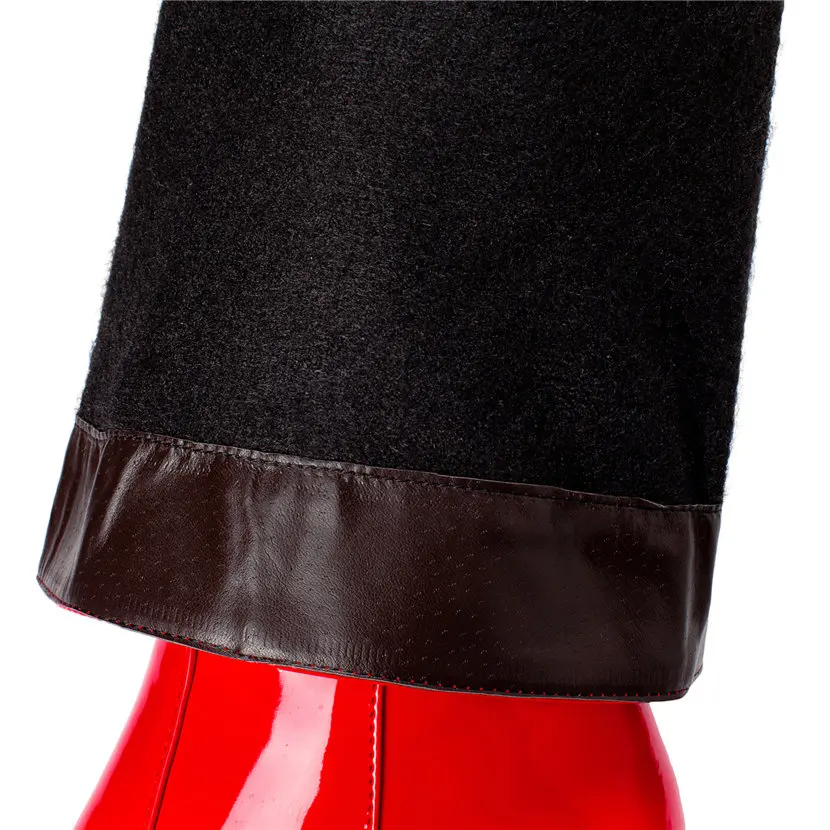 أحمر أبيض براءات الاختراع والج - مراجعة Knee High Boots Women وسعره