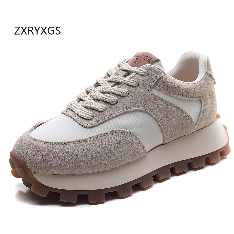 ZXRYXGS 2025 البقرة المدبوغ +  - مراجعة Oxford Lace Up Women وسعره