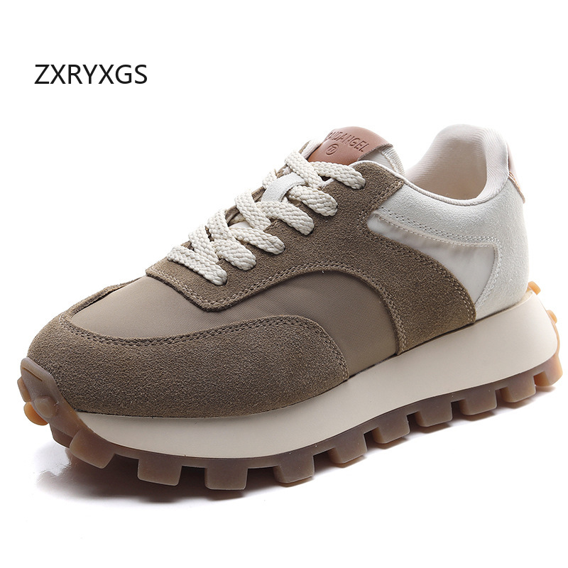 ZXRYXGS 2025 البقرة المدبوغ +  - مراجعة Oxford Lace Up Women وسعره