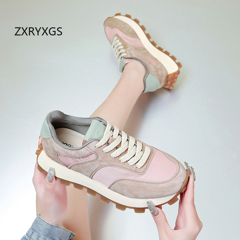 ZXRYXGS 2025 البقرة المدبوغ +  - مراجعة Oxford Lace Up Women وسعره